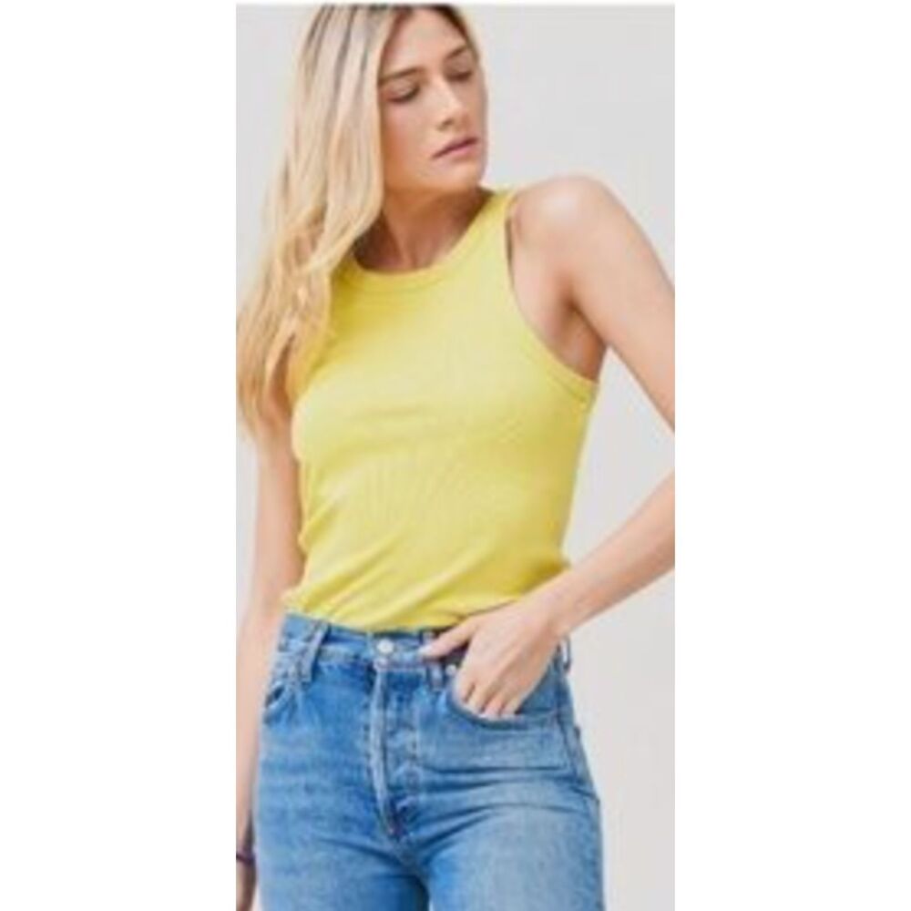 MOTHER The Chin Ups Ombré Tank Blazing Yellow Size Small